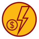 lightning bolt and money symbol graphic